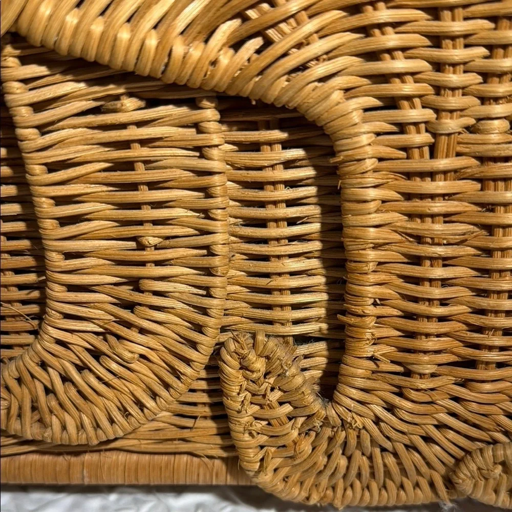 Two Adorable Vintage Elephant Design Wicker Storage Trunks/Baskets - Brown